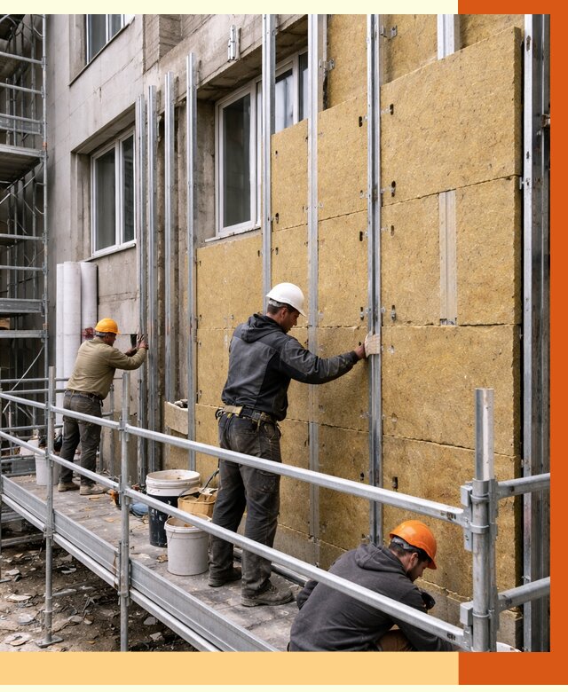 Утепление вентилируемого фасада в Тынде от 5755 руб/м2 — монтаж и утепление вентфасад | ТепломастерТнд